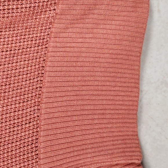 01W02 Eileen Fisher rust wool blend open weave v-neck sweater M - Picture 6 of 9